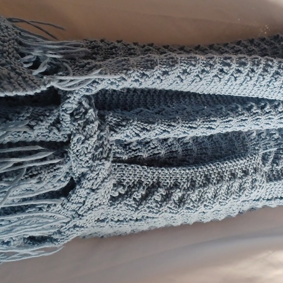 vintage hand-crocheted jumpsuit, blue, one of a kind, sz medium, handmade - Picture 3 of 5